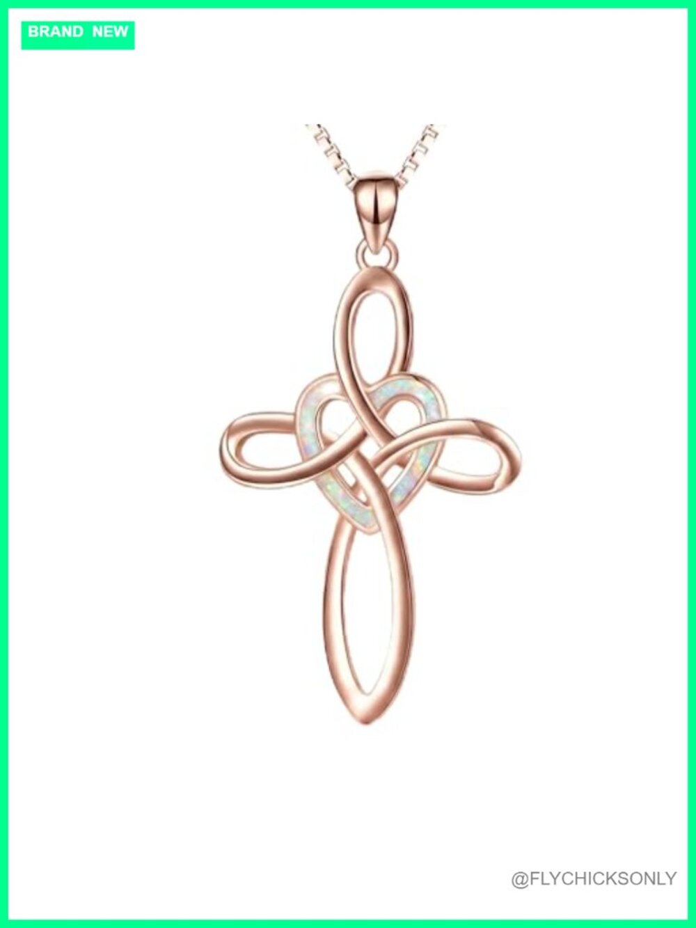 925 Sterling Silver Celtic Knot Cross Necklace Opal Pendant 18+2 Chain